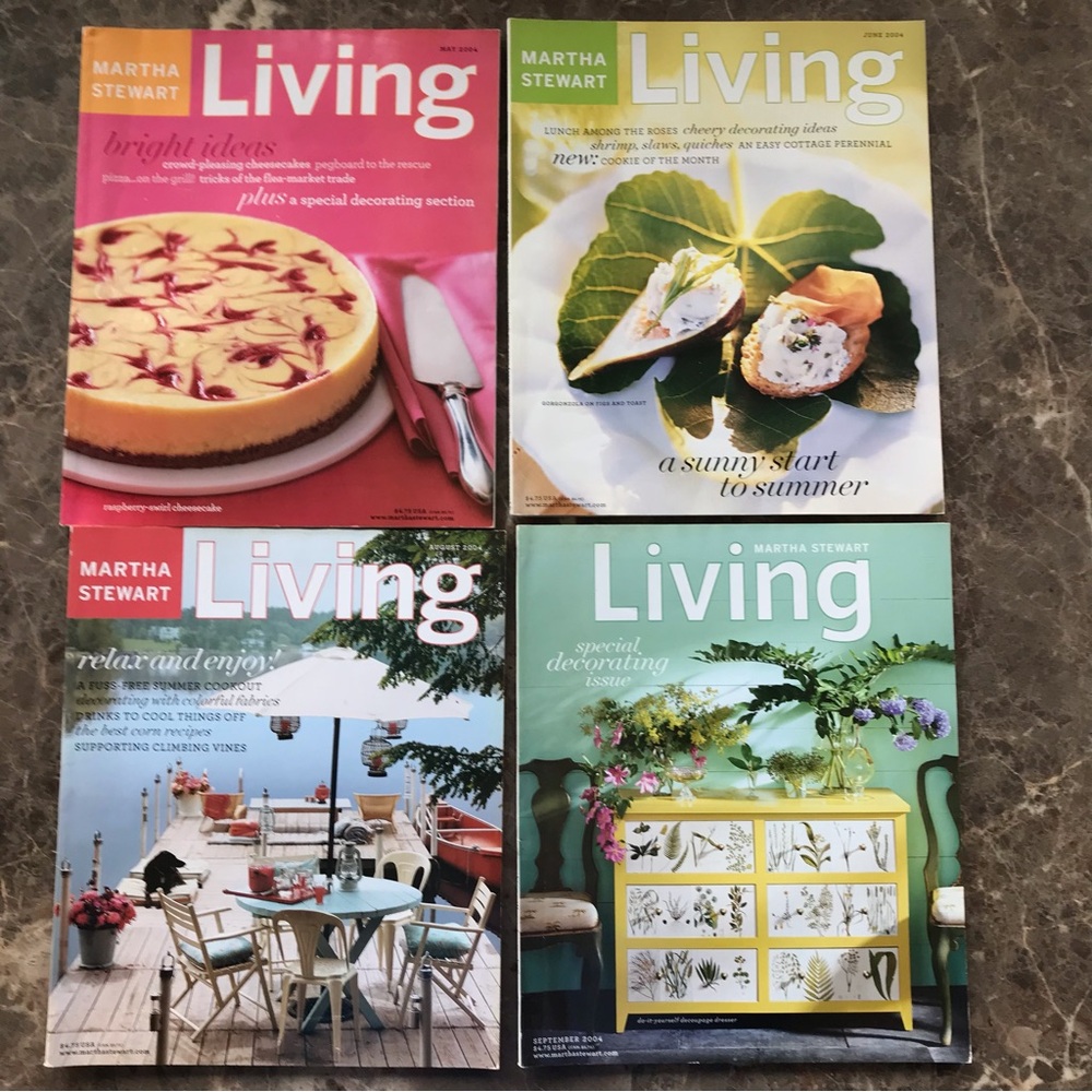 Lot of 4 Martha Stewart Living Magazines 2004 May, June, August & September